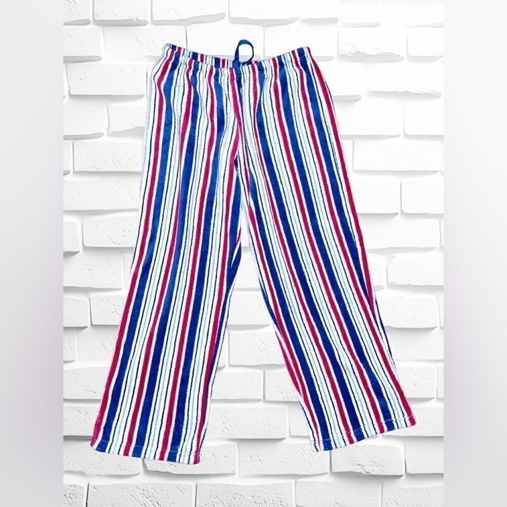Lounge Time Adult XL Fuzzy Lounge/Pajama Pants • Oversized Striped Drawstring